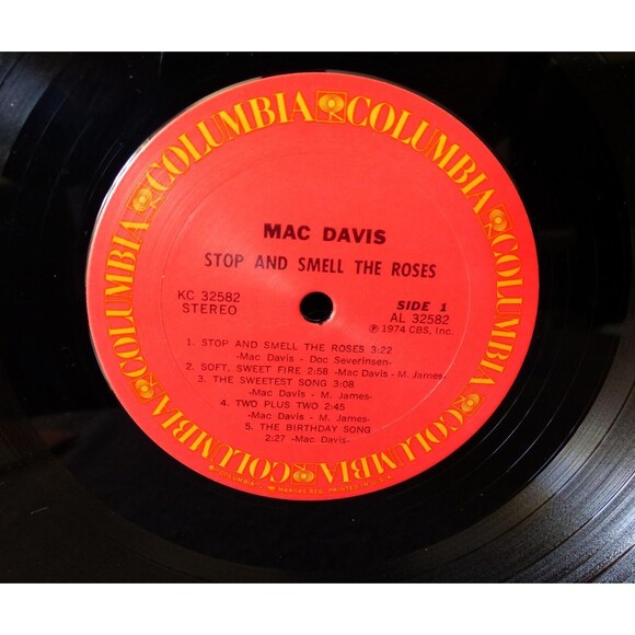 Mac Davis Stop and Smell The Roses LP Vinyl 1974 Columbia KC 32582 Folk Country - Picture 10 of 13